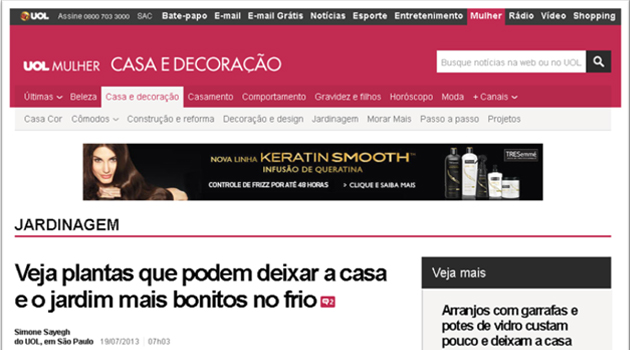 SITE UOL – Casa e Decoração – Julho 2013